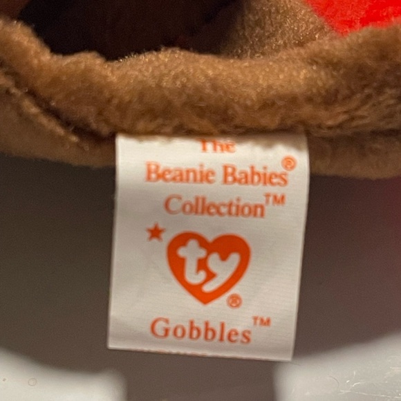 1996 ty GOBBLES Original BEANIE BABY Turkey with Errors PVC Pellets COLLECTIBLE - Picture 6 of 7